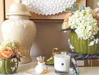 Chinoiserie Pumpkin Jars with 22K Gold Accents in Moss Green (Various Sizes)