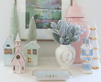 White Tiered Christmas Trees with 22K Gold Brushstroke Accent (Various Sizes)