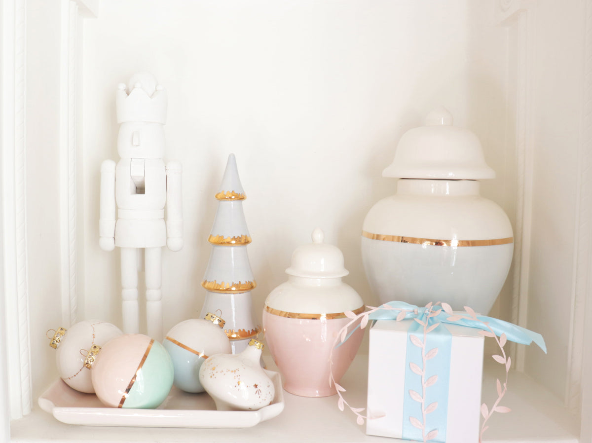 Cherry Blossom Pink Color Block Ginger Jar with Gold Accent (Various Sizes)