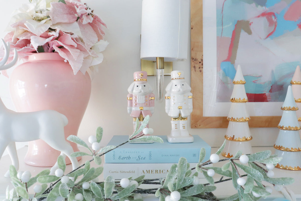 White Tiered Christmas Trees with 22K Gold Brushstroke Accent (Various Sizes)