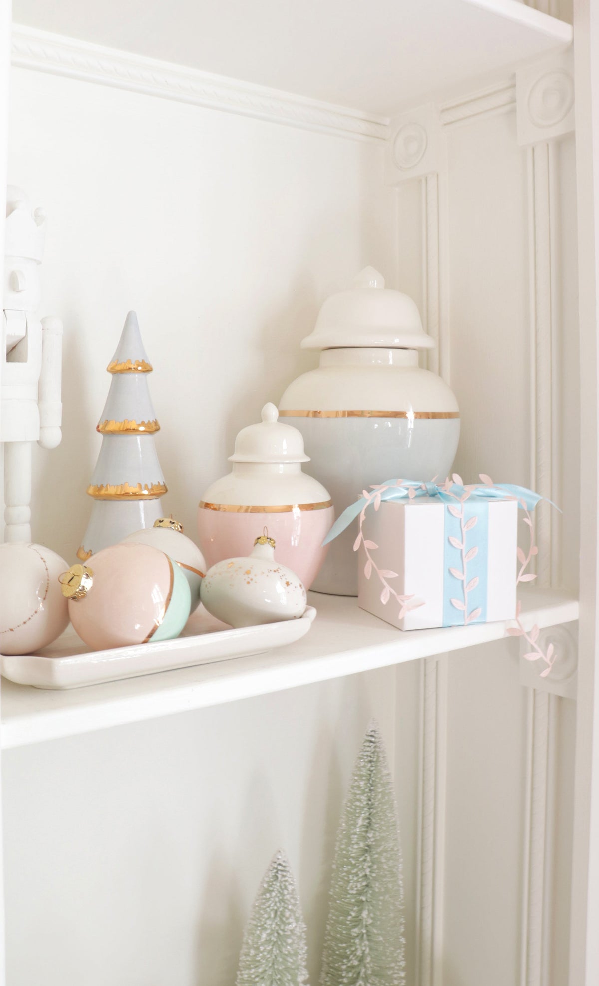 Hydrangea Blue Tiered Christmas Trees with 22K Gold Brushstroke Accent (Various Sizes)