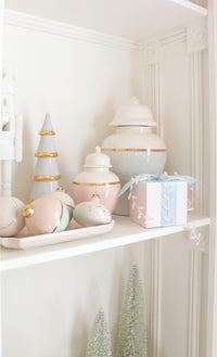 Hydrangea Blue Tiered Christmas Trees with 22K Gold Brushstroke Accent (Various Sizes)