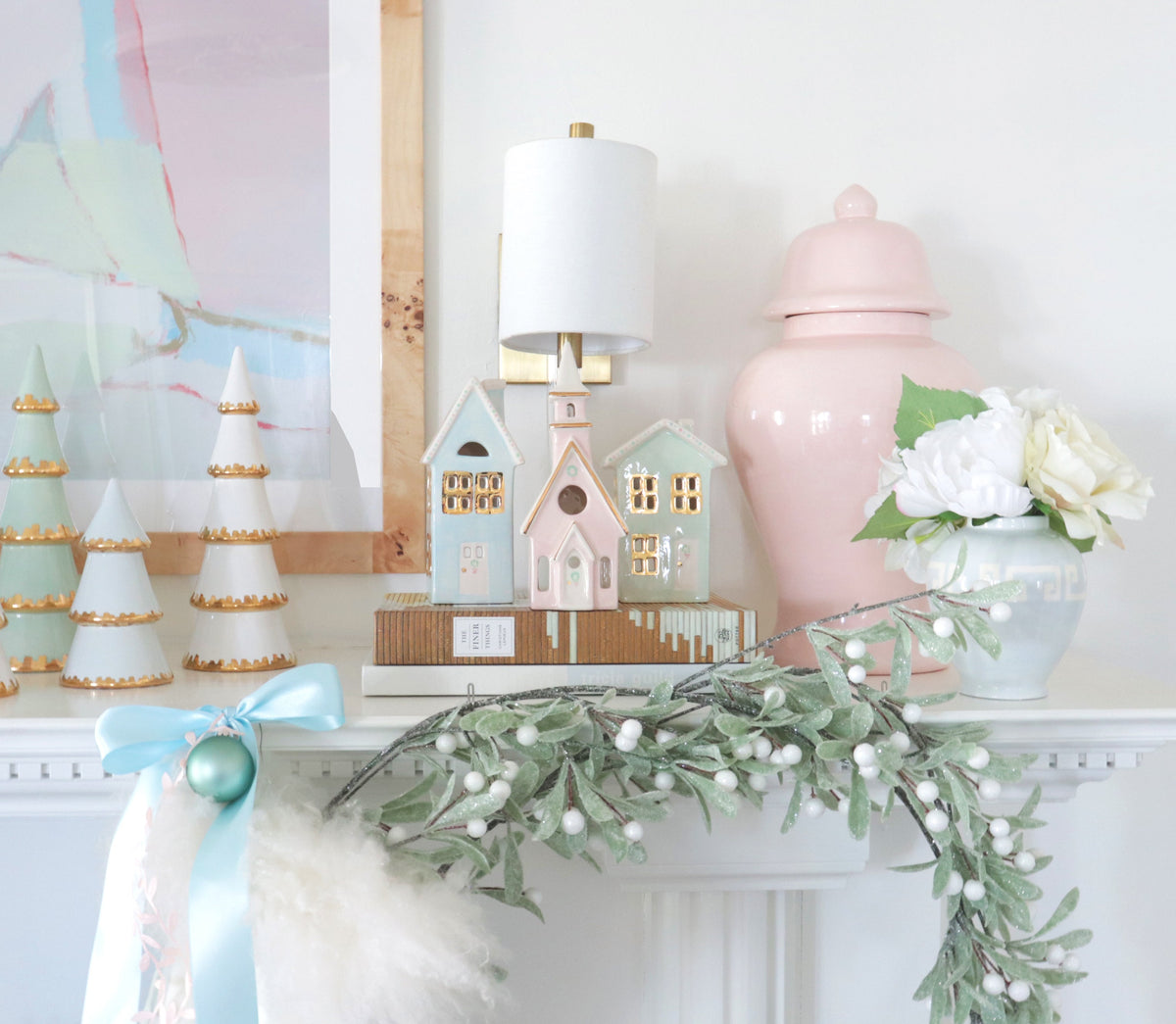 Sea Glass Tiered Christmas Trees with 22K Gold Brushstroke Accent (Various Sizes)