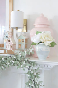 Pastel Christmas Village 3-Piece Set with 22K Gold Accents