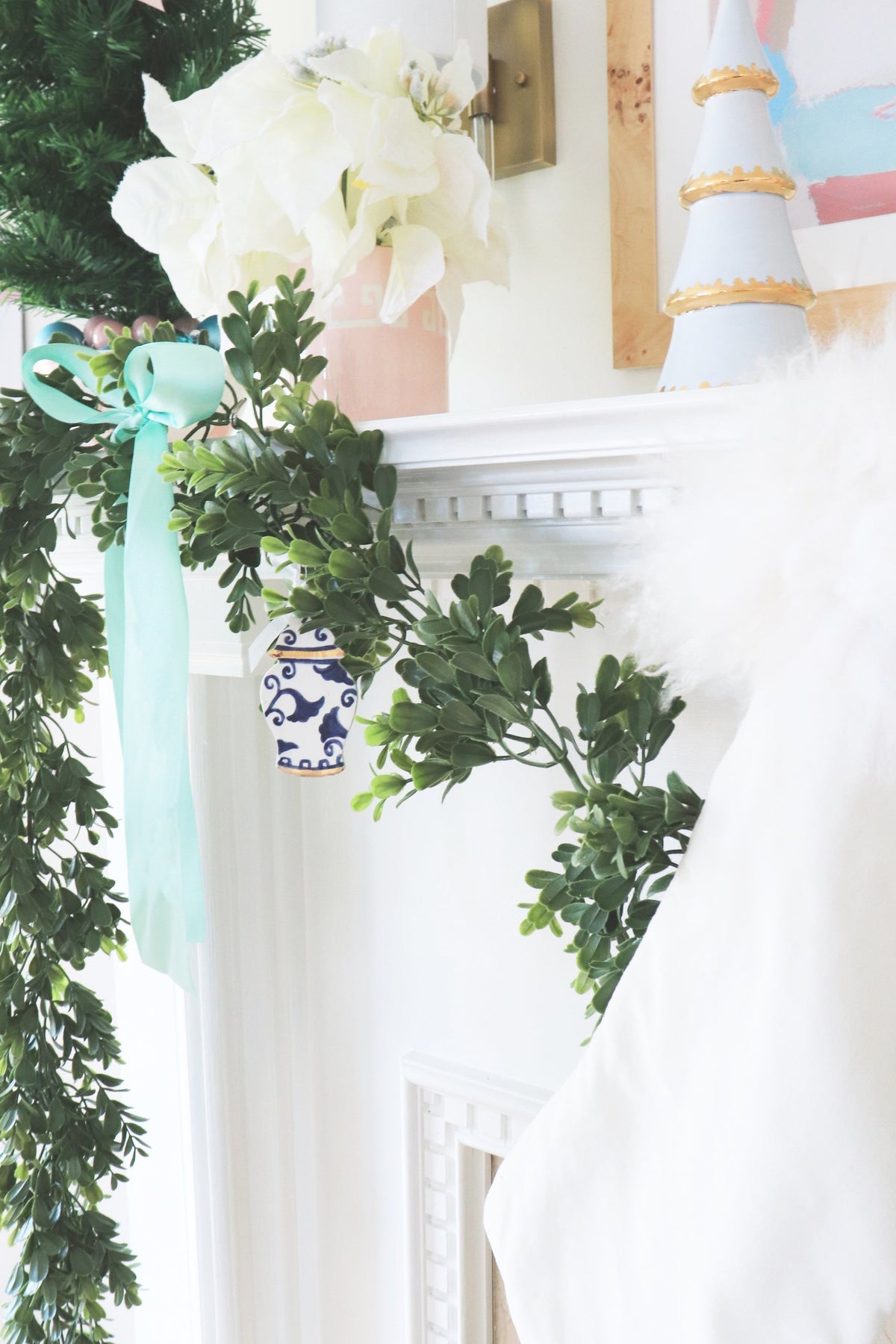 Hydrangea Blue Tiered Christmas Trees with 22K Gold Brushstroke Accent (Various Sizes)