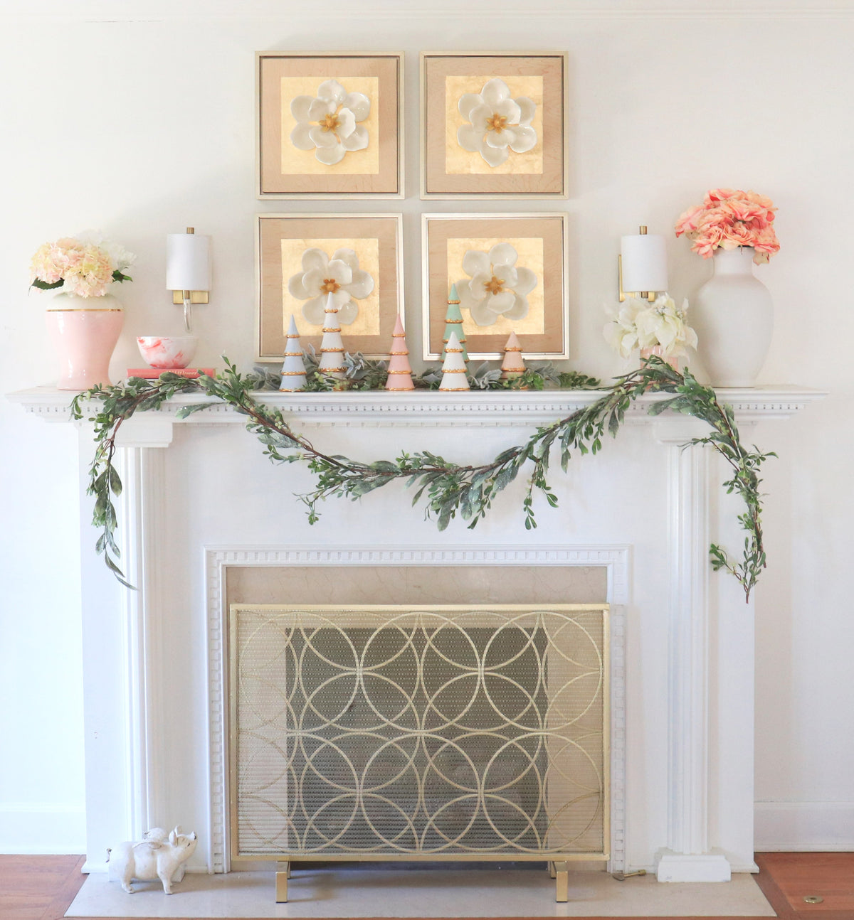 Blush Tiered Christmas Trees with 22K Gold Brushstroke Accent (Various Sizes)