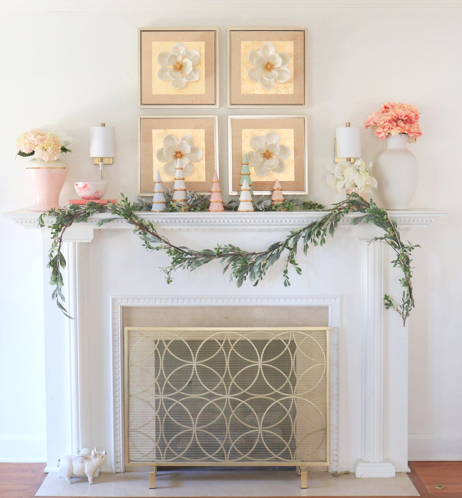 Blush Tiered Christmas Trees with 22K Gold Brushstroke Accent (Various Sizes)