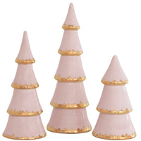 Pink Tiered Christmas Trees with 22K Gold Brushstroke Accent (Various Sizes)