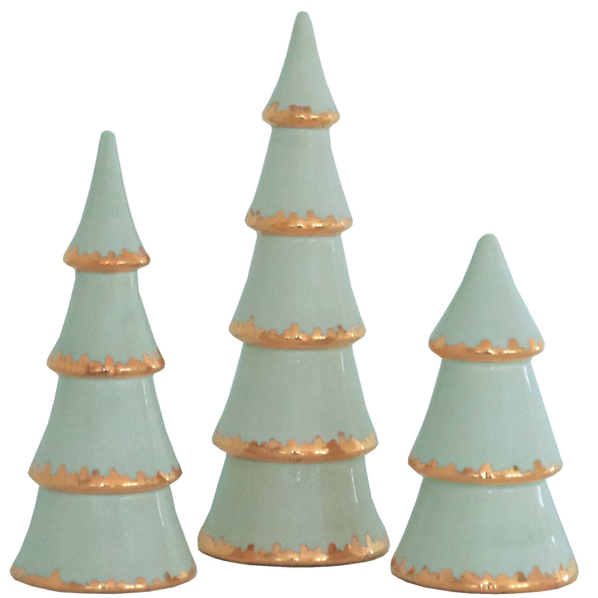 Sea Glass Tiered Christmas Trees with 22K Gold Brushstroke Accent (Various Sizes)