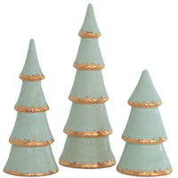 Sea Glass Tiered Christmas Trees with 22K Gold Brushstroke Accent (Various Sizes)