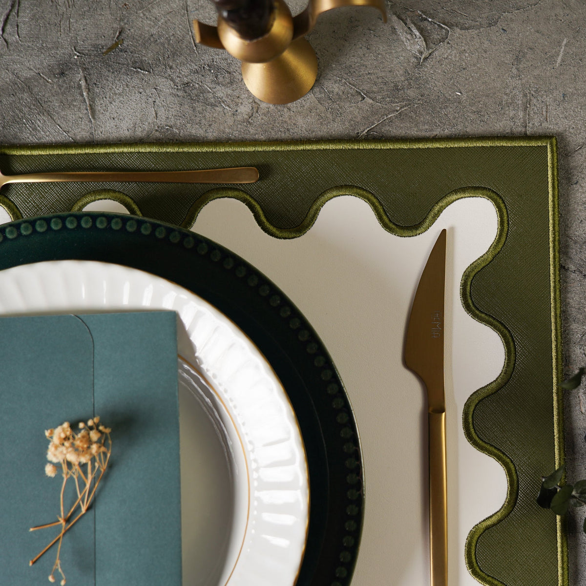 Lustre Dark Green Rectangle Faux Leather Placemat