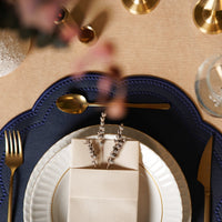 Nurture Navy Blue Round Faux Leather Placemat