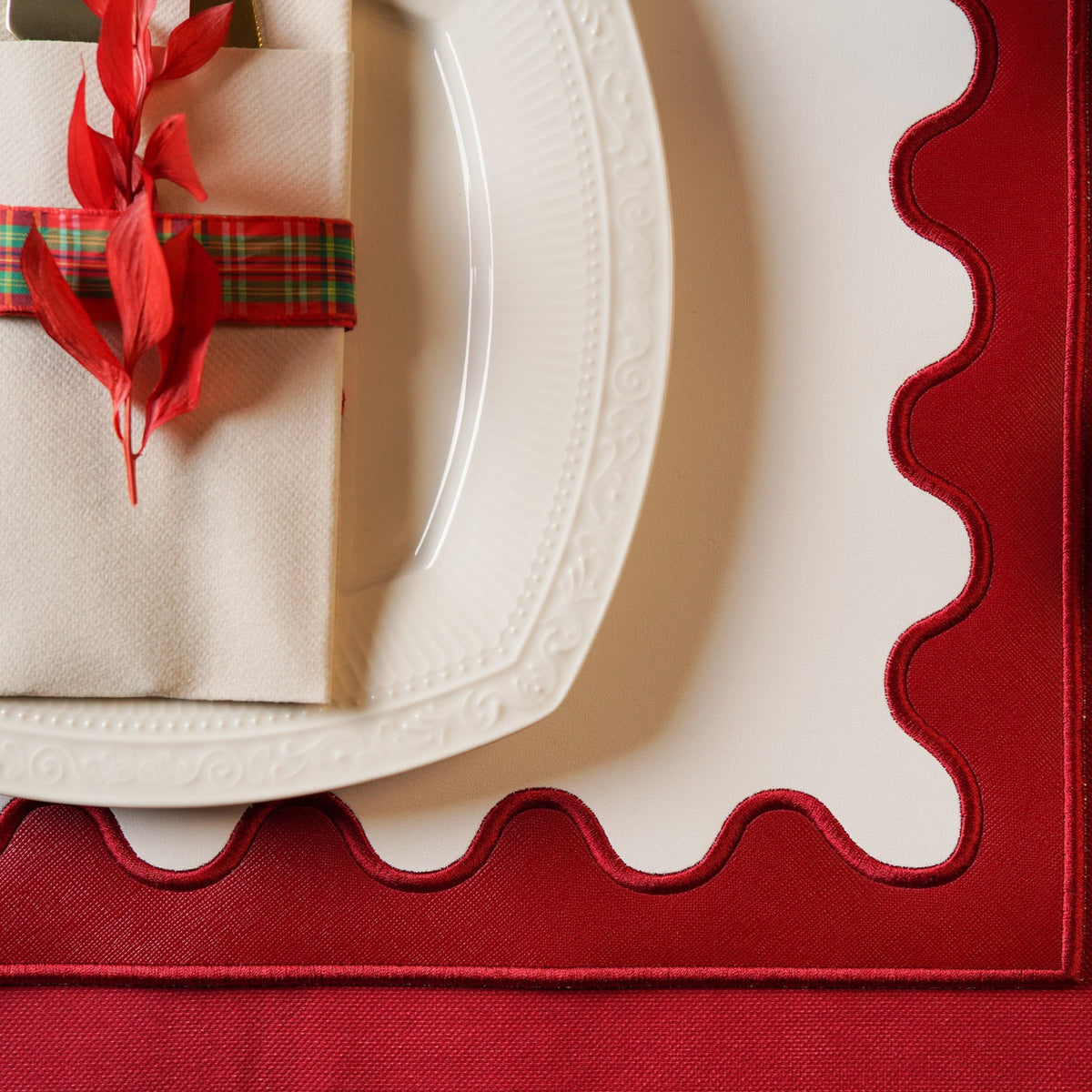 Lustre Red Rectangle Faux Leather Placemat