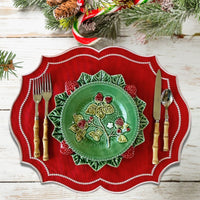 Crimson Red Oval Fabric Placemat