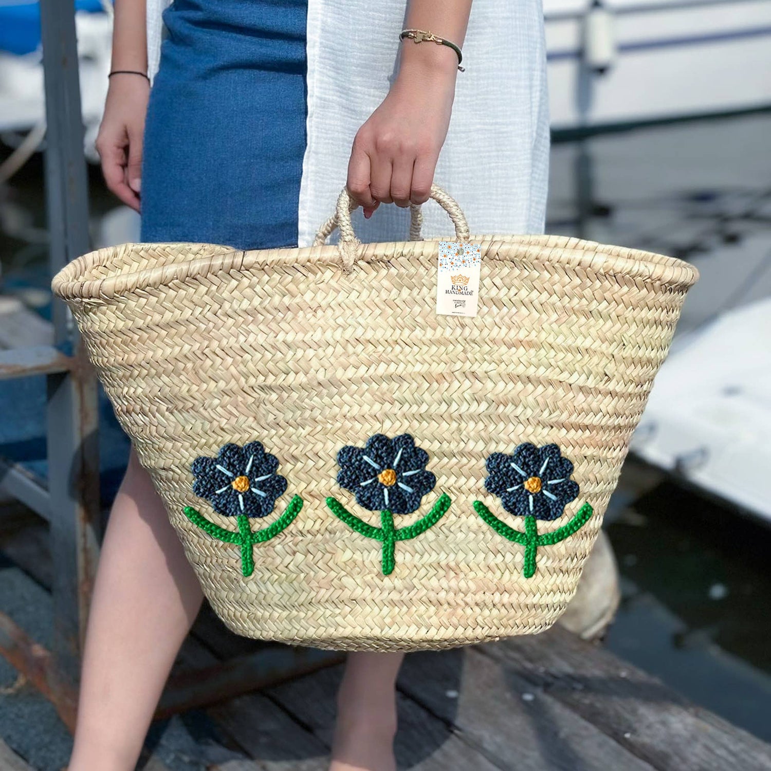 Handwoven Daisy Flower Basket
