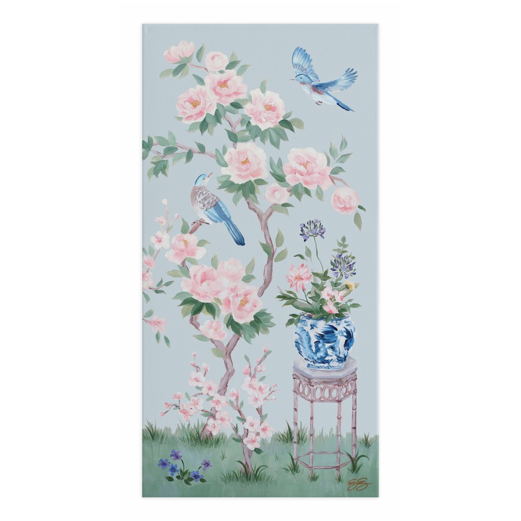 June – Blue Chinoiserie Canvas Wrap (Various Sizes)