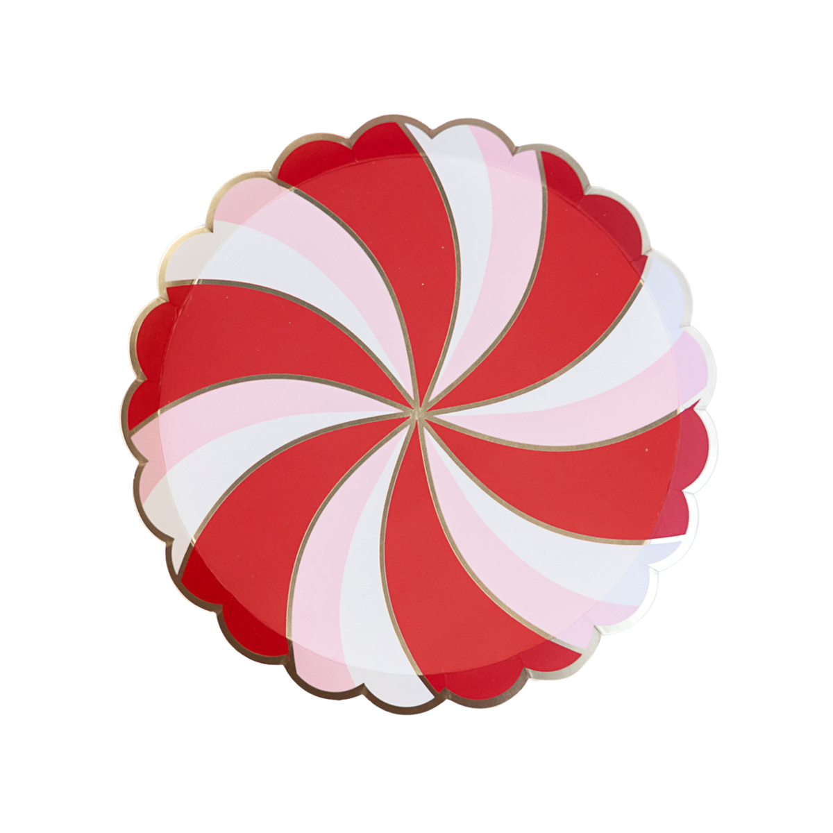 Pink Peppermint Candy Scalloped Plates — Set of 8