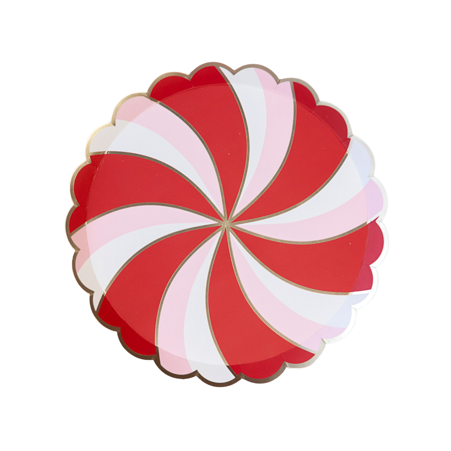 Pink Peppermint Candy Scalloped Plates — Set of 8