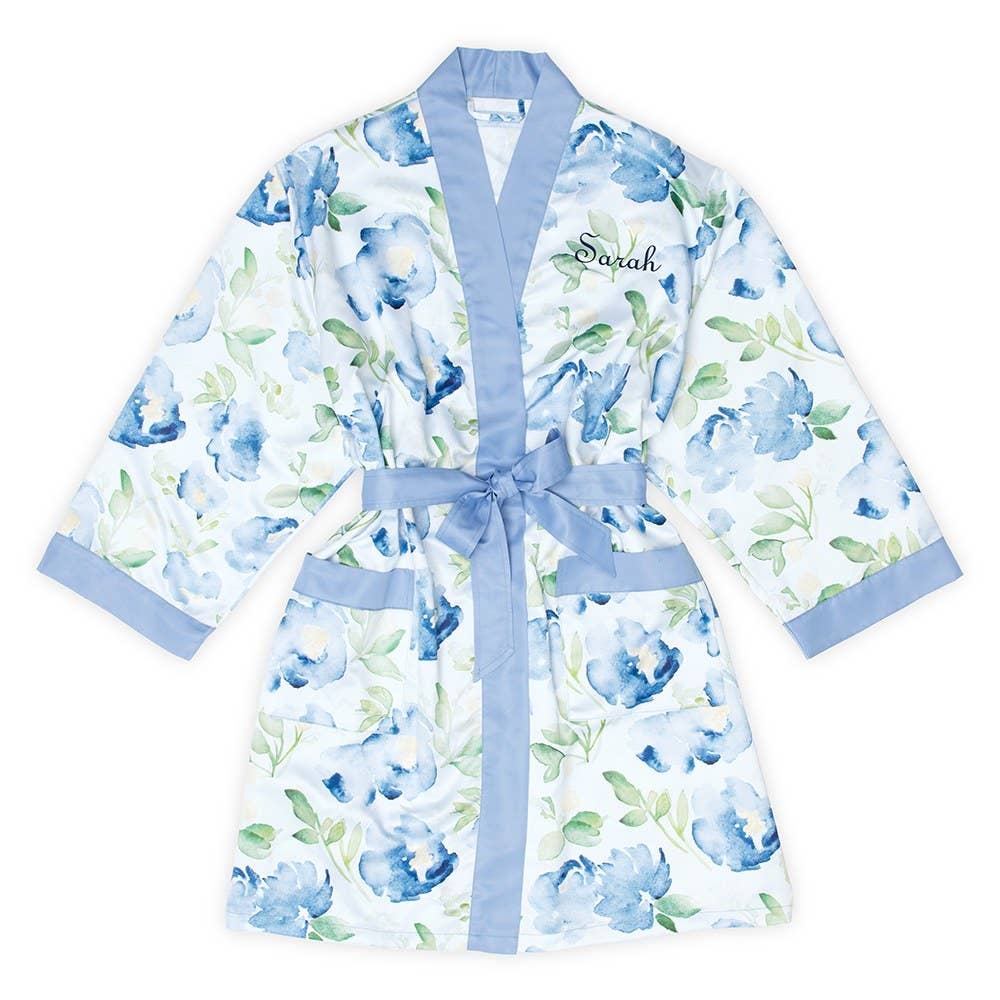 Floral Satin Robe with Pockets