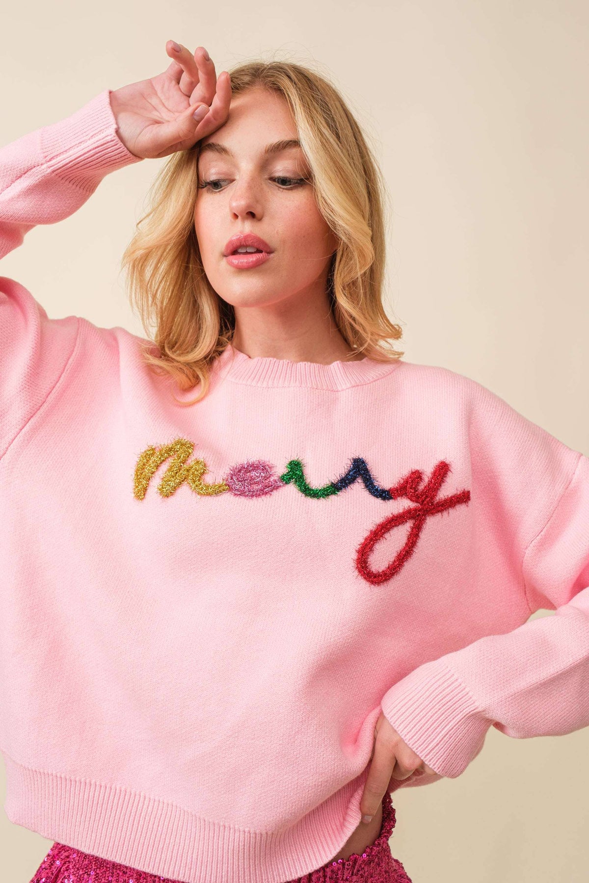 Red “Merry” Letter Christmas Sweater