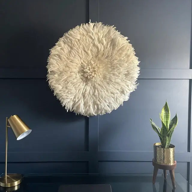 Ivory Juju Hat Handmade African Wall Decor - 24 inches