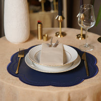 Nurture Navy Blue Round Faux Leather Placemat