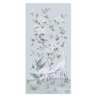 Cranes and Gardenias – Light Blue Chinoiserie Canvas Wrap (Various Sizes)