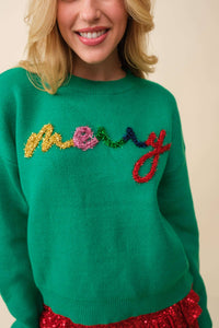 Red “Merry” Letter Christmas Sweater