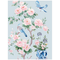 Two Birds (Detail from “June”) – Blue Chinoiserie Fine Art Print on Paper (Various Sizes)