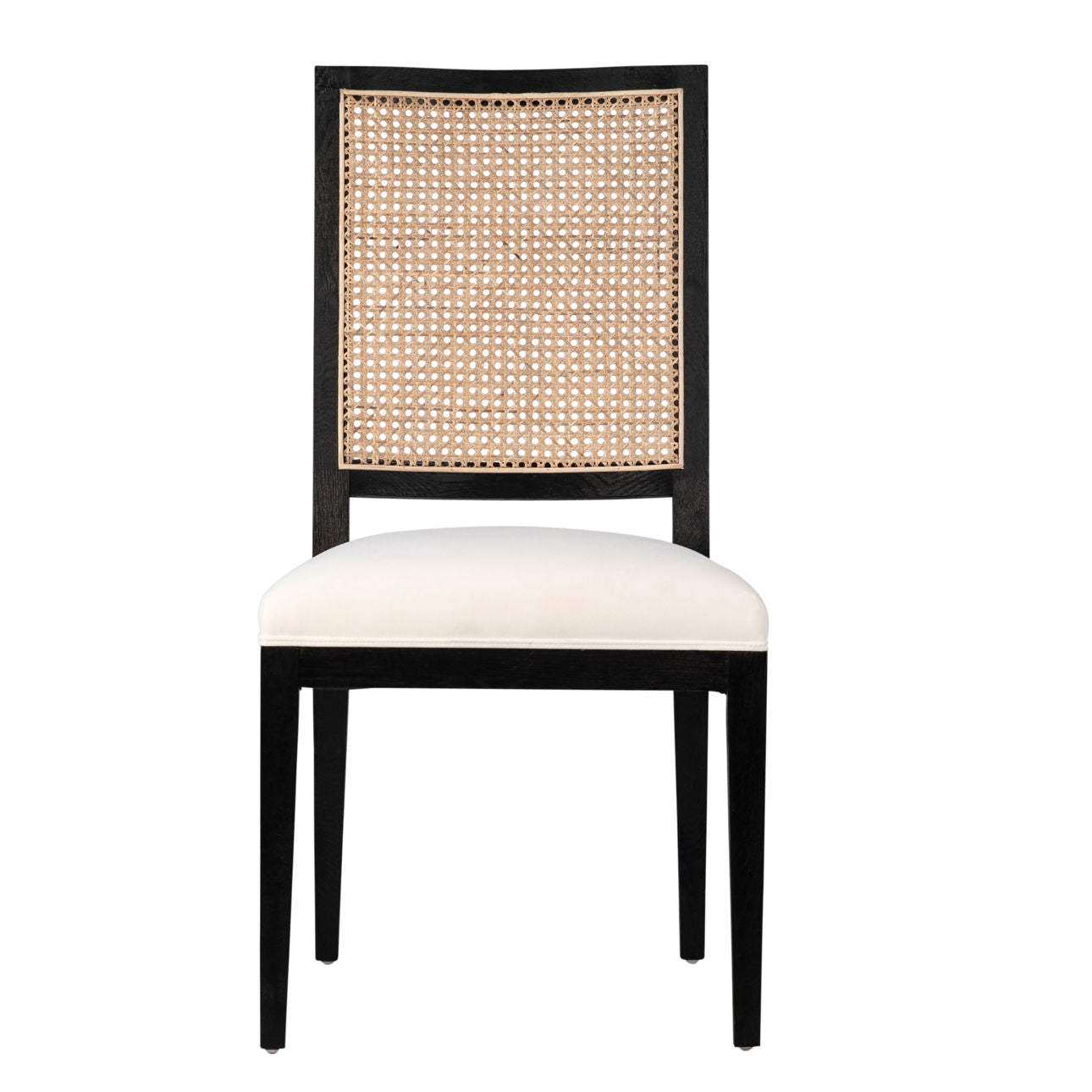 Black Wood Chair with Cane Back and Performance Fabric