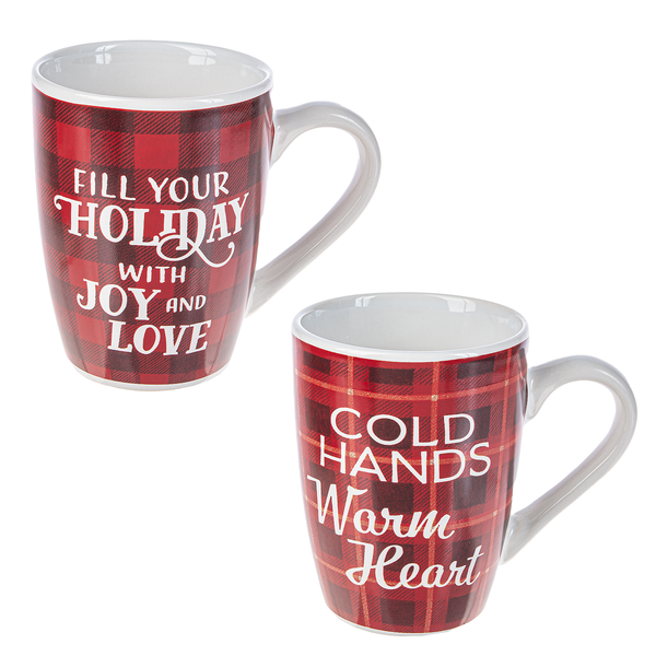Modern Plaid Holiday Mugs (2 Phrase Options)