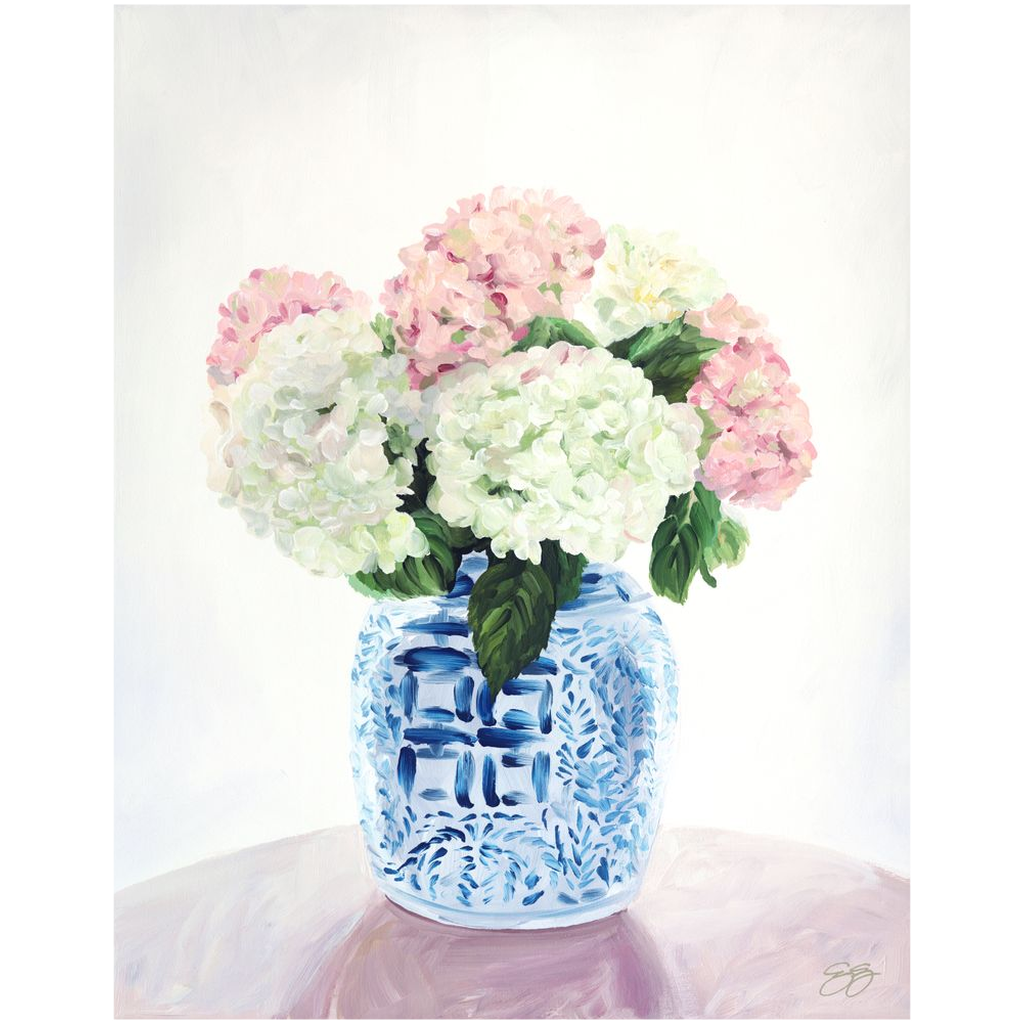 New England Summer – Hydrangea Chinoiserie Canvas Print (Various Sizes)