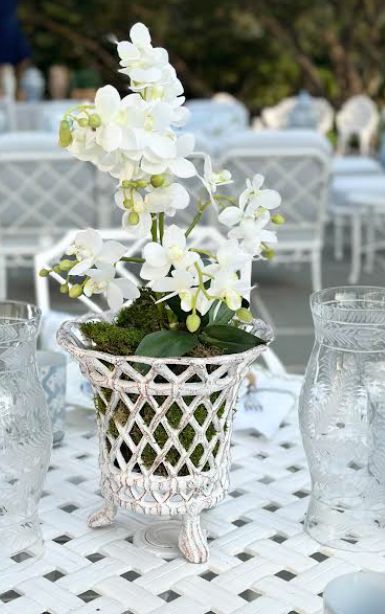 Ivory & Gold Lattice Footed Planter (2 Sizes)