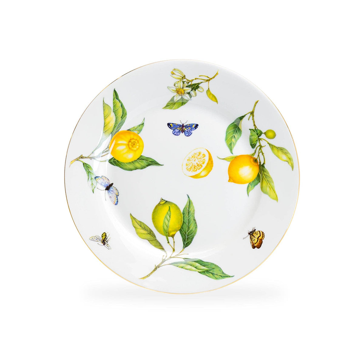 Lemon Butterfly Porcelain Dessert Plate – 8"