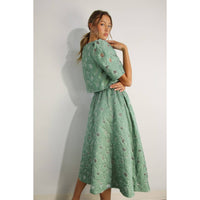 Flower Embossed Crop Top & Skirt Set