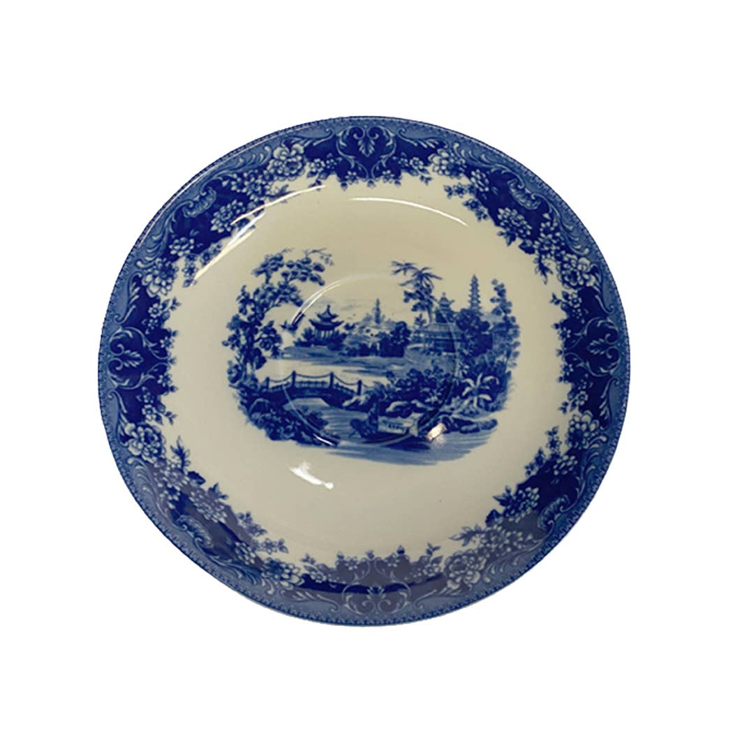 Pagoda Blue Porcelain Tea Cup & Saucer
