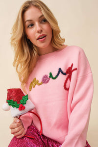 Red “Merry” Letter Christmas Sweater
