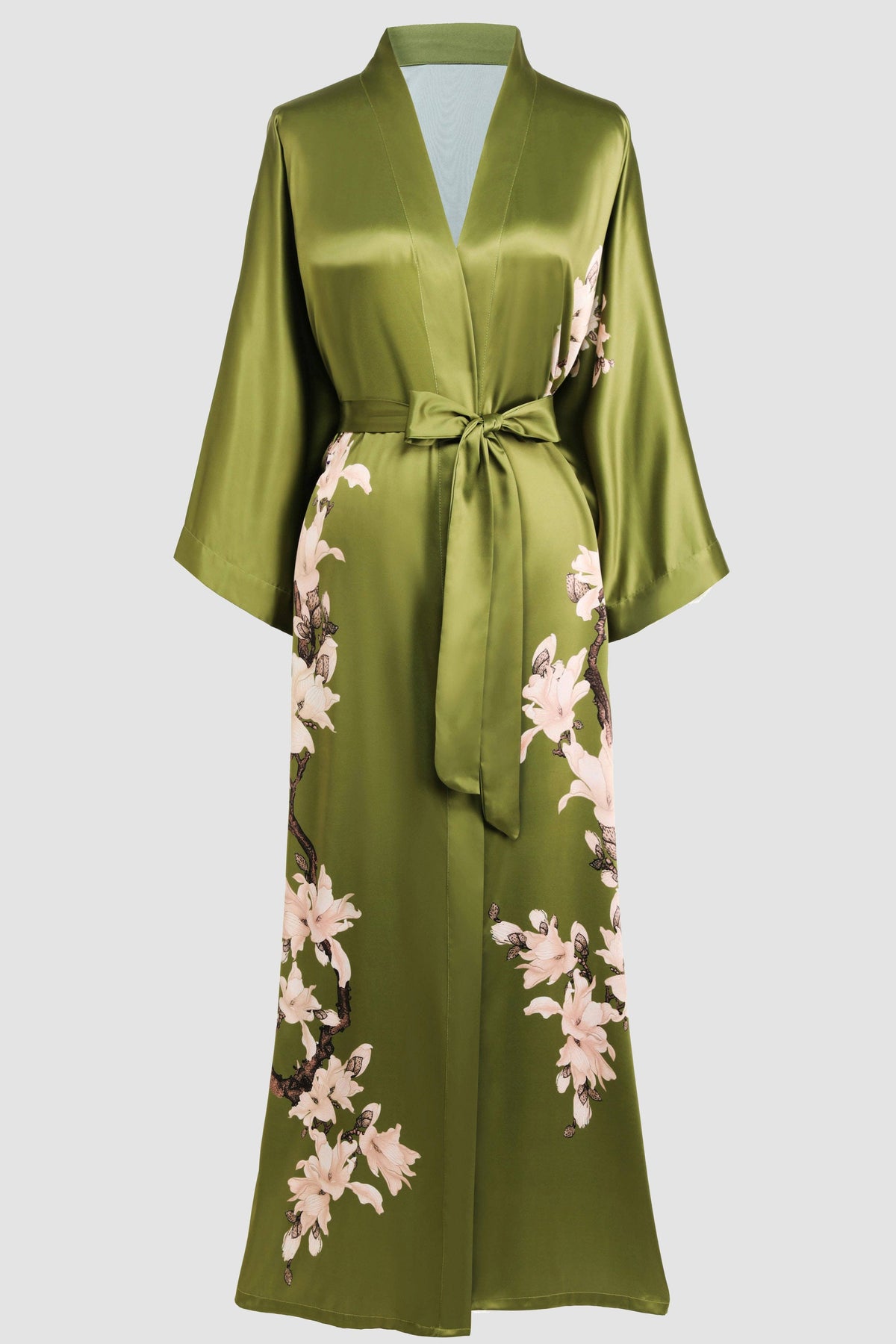 Floral Charmeuse Satin Kimono Robe