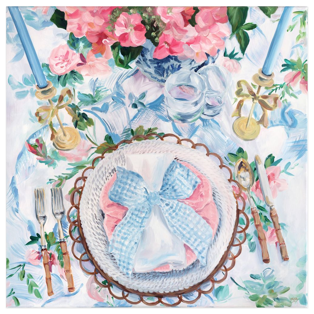 Blue Gingham – Fine Art Tablescape Print on Paper (Various Sizes)