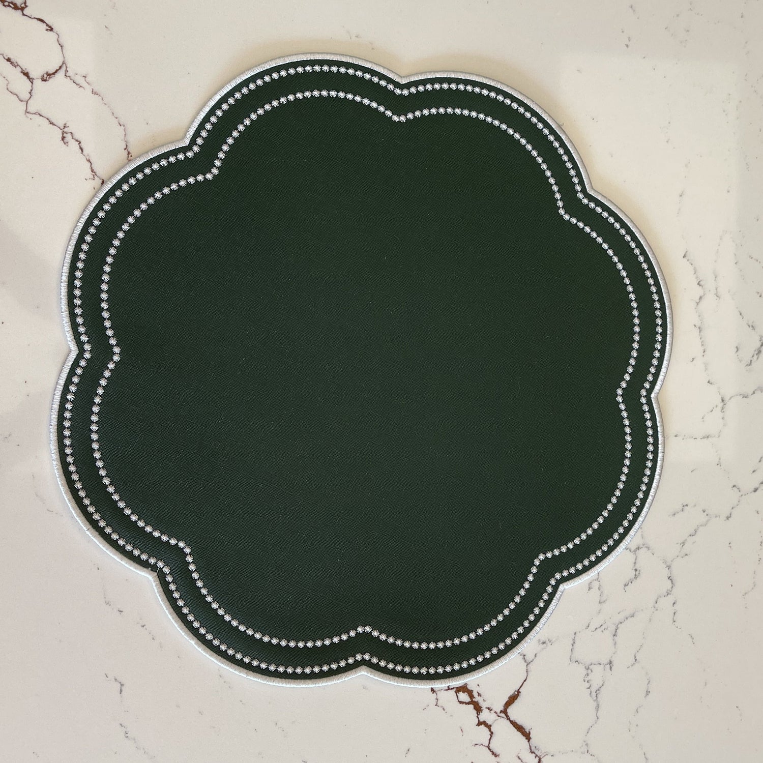 Green Scalloped Faux Leather Placemat