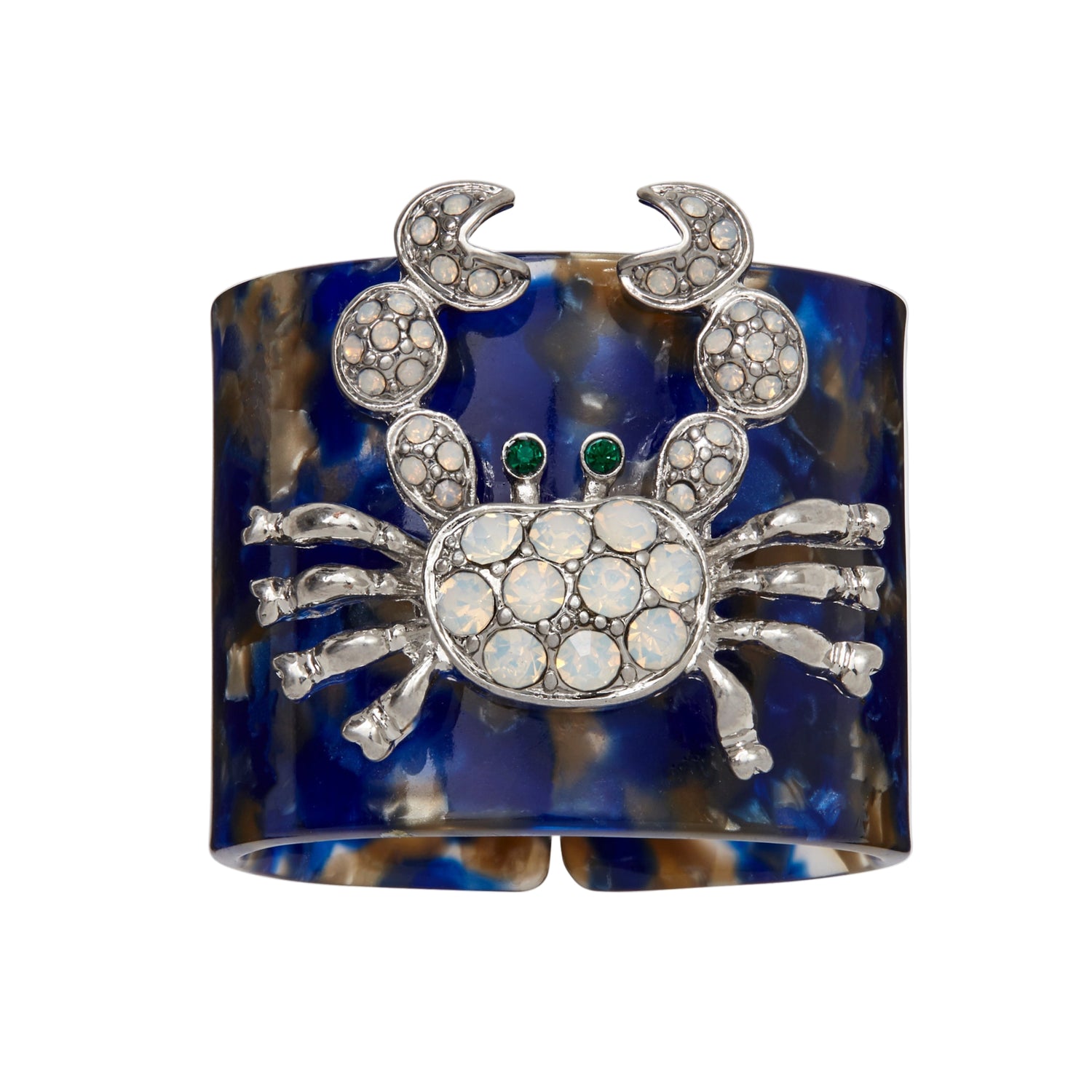 Crab Blue Tortoiseshell Resin Napkin Rings (Set of 4)