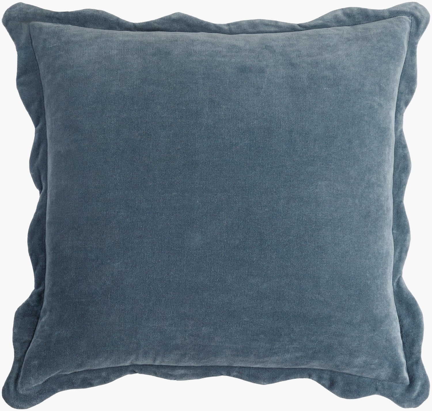 Velvet Scalloped Pillow in French Blue 20" x 20"