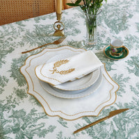 Luna Ivory Gold Trim Fabric Placemat Napkin Set