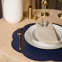 Nurture Navy Blue Round Faux Leather Placemat