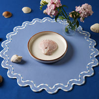 Elysian Light Blue Round Faux Leather Placemat