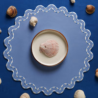 Elysian Light Blue Round Faux Leather Placemat