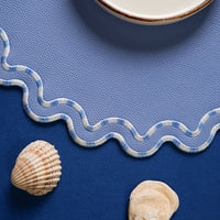 Elysian Light Blue Round Faux Leather Placemat