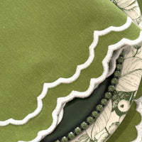 Cressida Green Round Fabric Placemat & Napkin Set