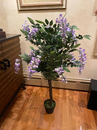 48" Artificial Wisteria Tree With Moss In Black Pot