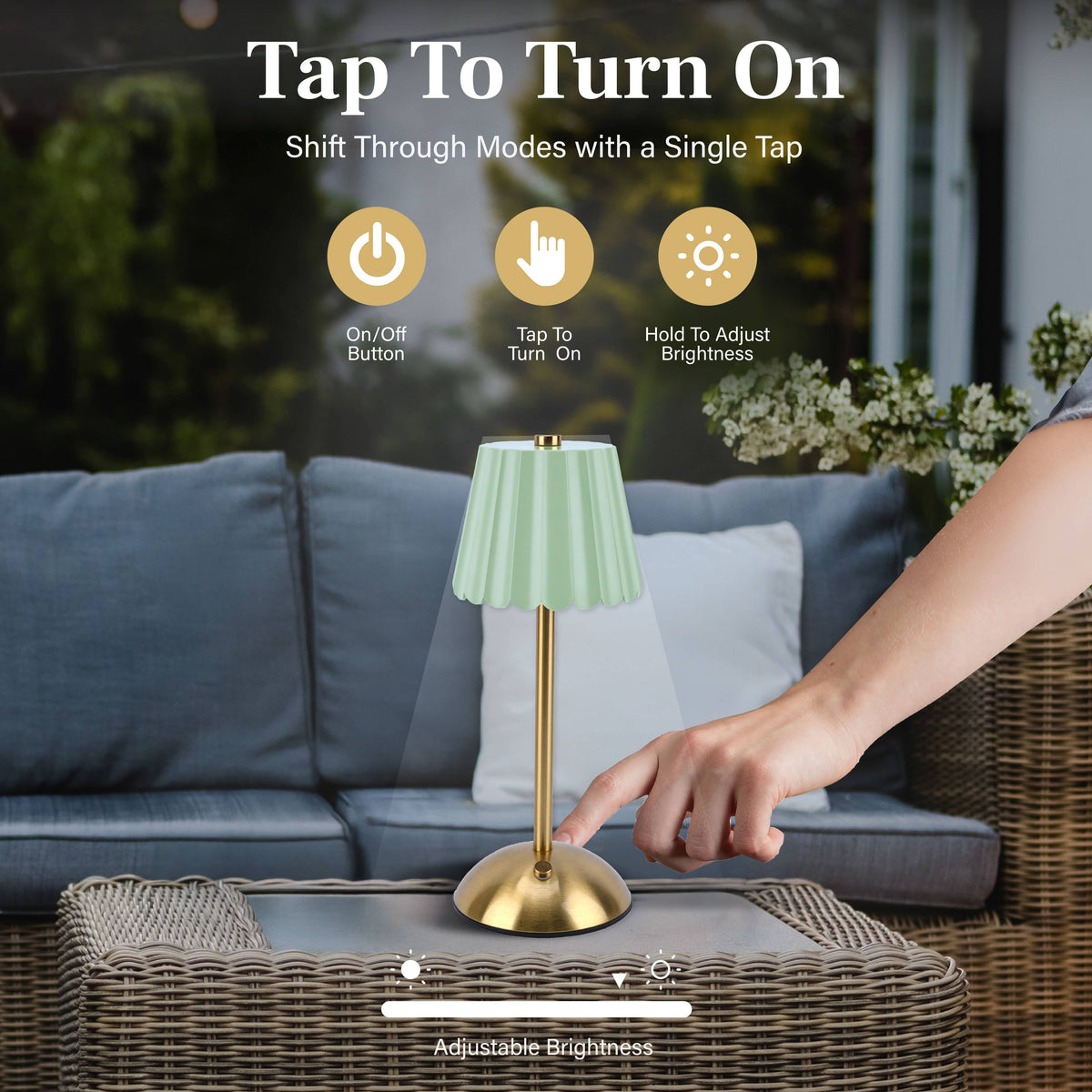Scalloped Rechargeable Table Lamp – Mint Green